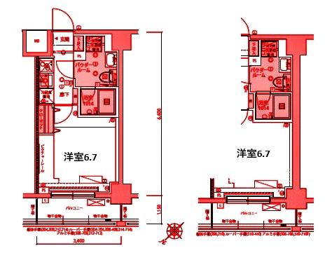 リヴシティ横濱ヒルサイドテラス(1K/2階)の間取り写真