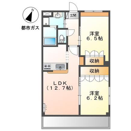 エスポア森本III(2LDK/2階)の間取り写真