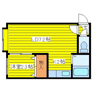 アーバンコート東区役所前III(1LDK/2階)の間取り写真