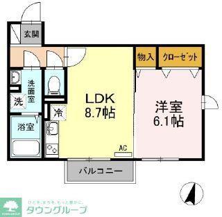 セジュール横浜しらはた(1LDK/2階)の間取り写真