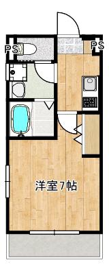 ティアラ長原(1K/2階)の間取り写真