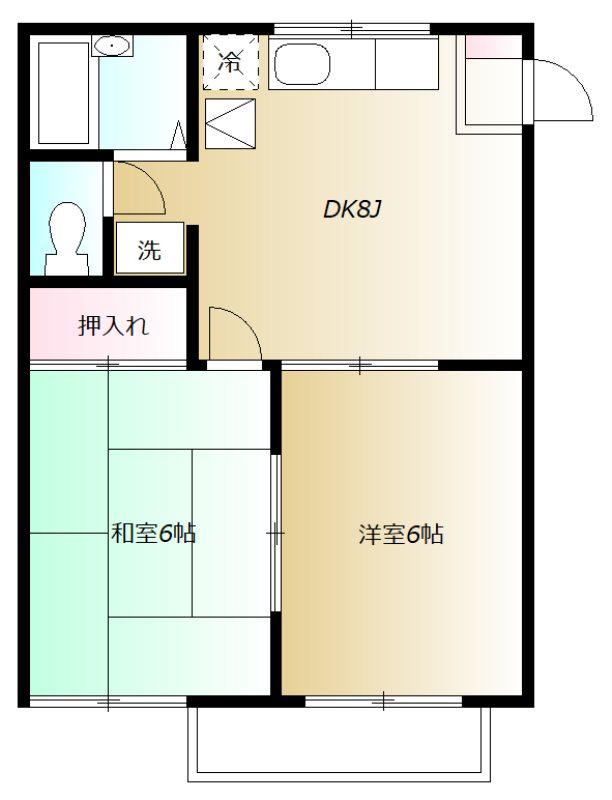 グリーンハイツ(2DK/1階)の間取り写真