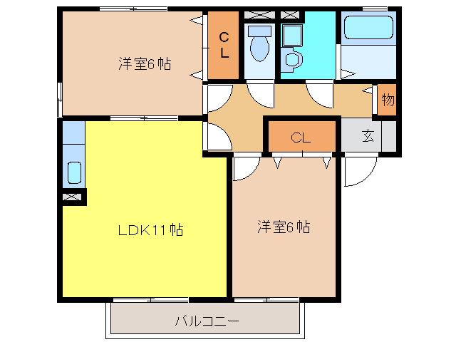 コトーソレイユ(2LDK/2階)の間取り写真