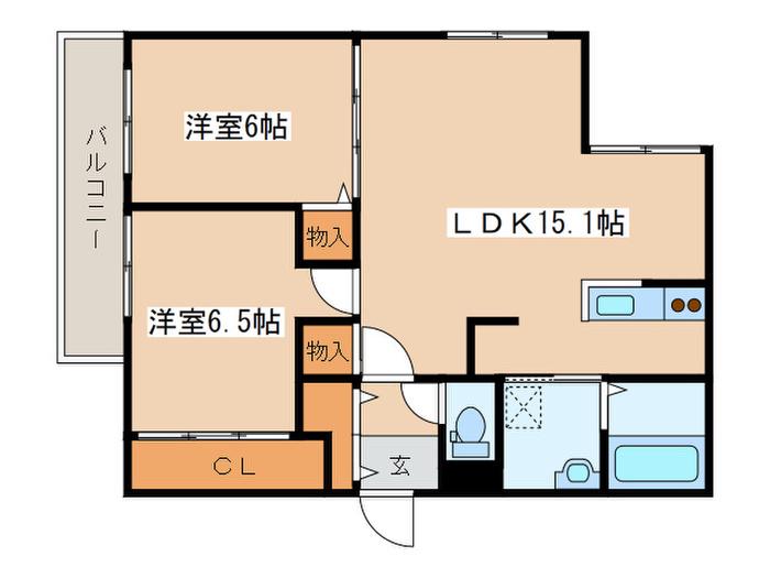 メルシメゾン(2LDK/3階)の間取り写真