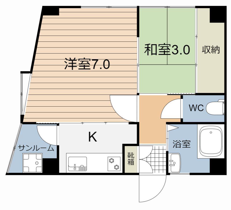中央ビル(2K/3階)の間取り写真