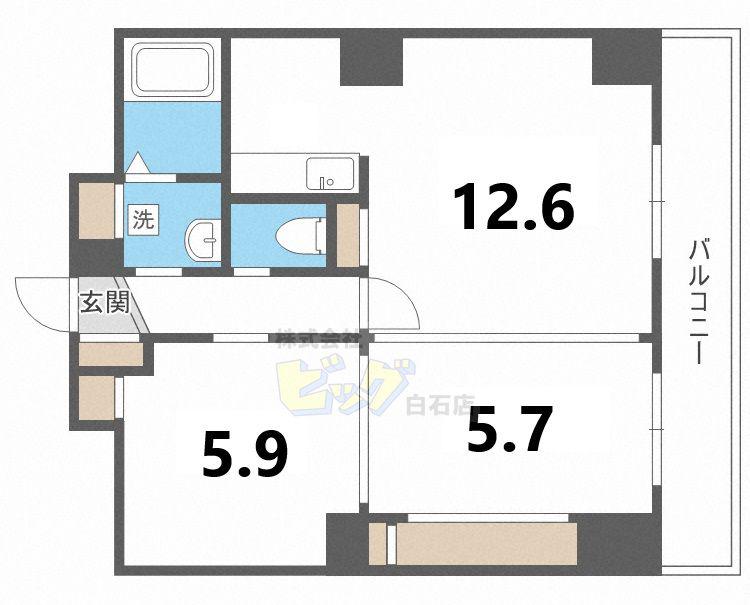 QUALIA(2LDK/5階)の間取り写真