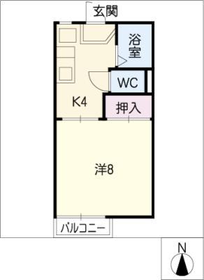 ジュネス山越(1K/1階)の間取り写真