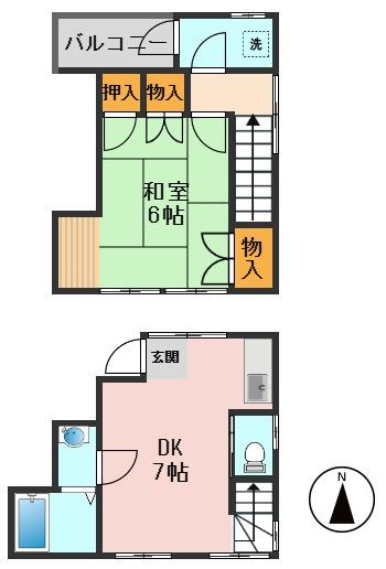 西水元5丁目メゾン(1DK/2階)の間取り写真