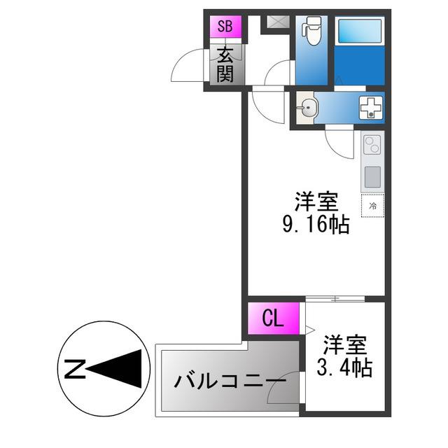 FSTYLE東大阪吉松(1K/2階)の間取り写真