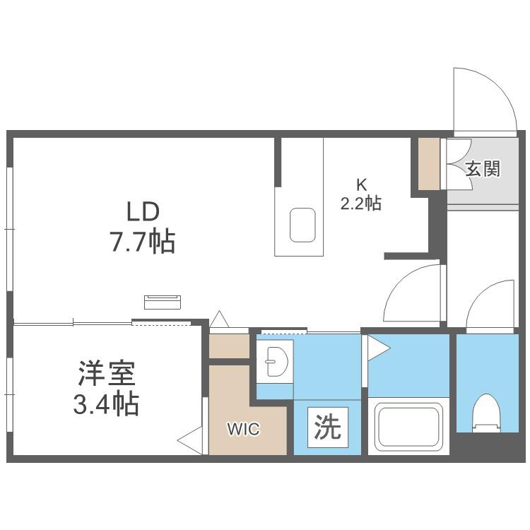 インフィニティ東札幌(1LDK/4階)の間取り写真