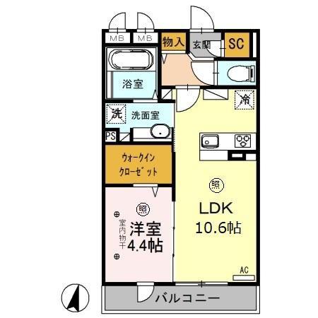 CONFORT(1LDK/3階)の間取り写真