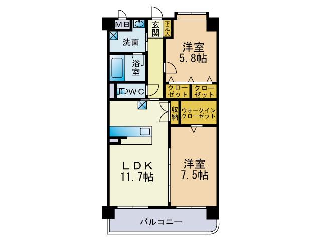 グランデバードレ(2LDK/3階)の間取り写真