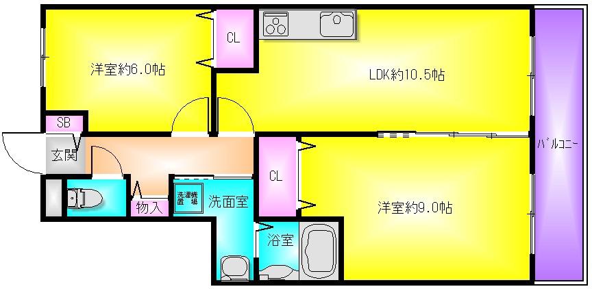 メゾン・ド・サカエ(2LDK/2階)の間取り写真