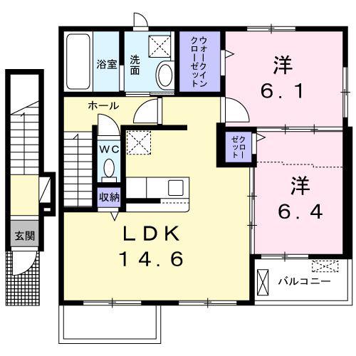 ルチル VII(2LDK/2階)の間取り写真