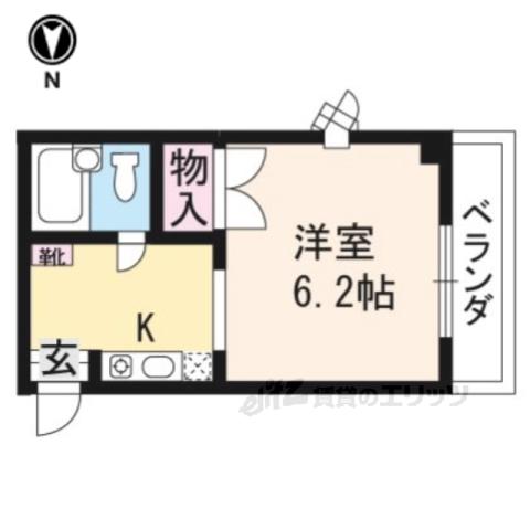 ユニオン室町(1K/2階)の間取り写真