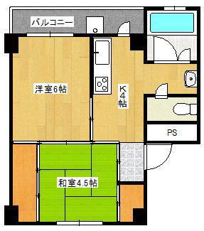 ユートピア原口(2K/2階)の間取り写真