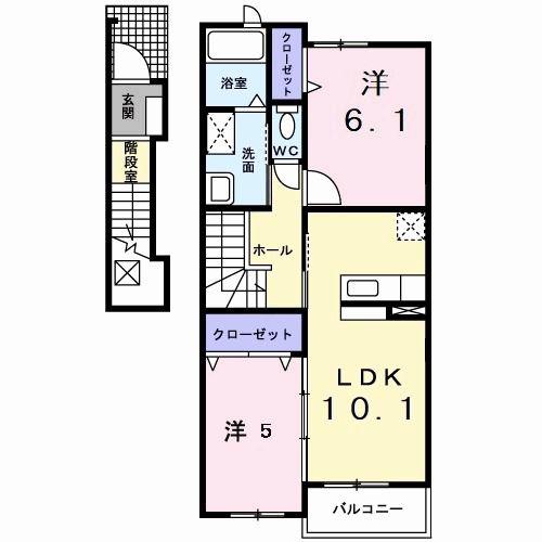 シャレー(2LDK/2階)の間取り写真