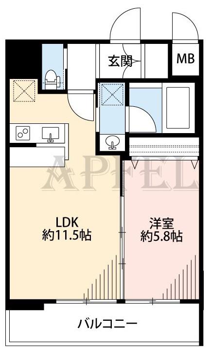 ORSUS新大阪(1LDK/9階)の間取り写真