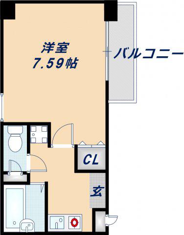 カールトン粲(1K/2階)の間取り写真