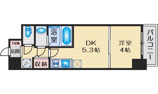 クレストコート江坂垂水町(1DK/12階)の間取り写真