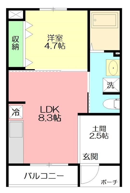 LIFESHIP D棟(1LDK/1階)の間取り写真