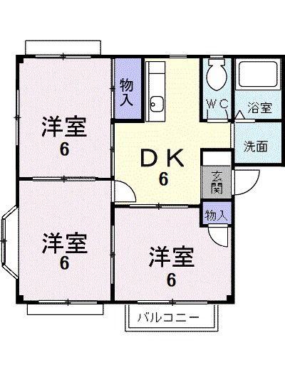 アーバンハイツII(3DK/2階)の間取り写真
