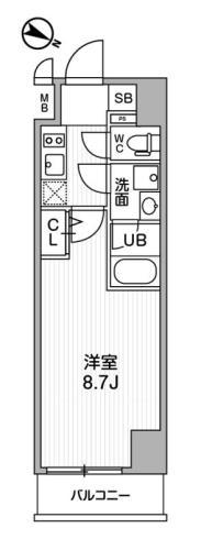 ALTERNA北品川(1K/7階)の間取り写真