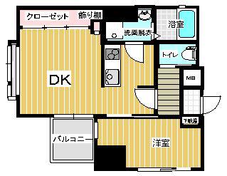 BLANTOURHAKATAブラントゥーレハカタ(1DK/4階)の間取り写真