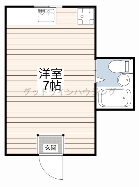 ヒルハイツB棟(ワンルーム/2階)の間取り写真