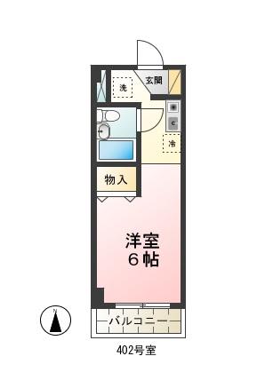 ローズガーデンIII(1K/4階)の間取り写真