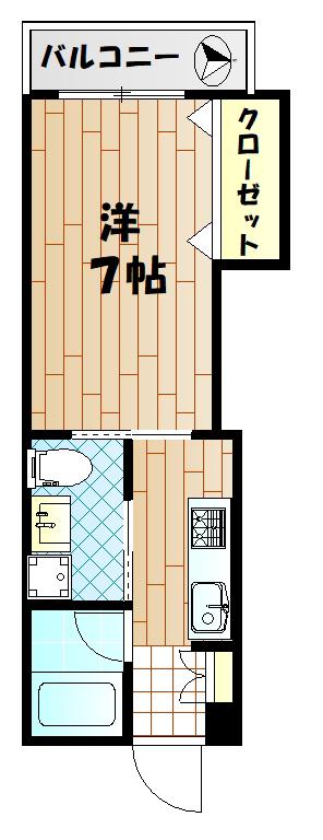 東急東横線 綱島駅 徒歩13分 2階建 築18年(1K/1階)の間取り写真