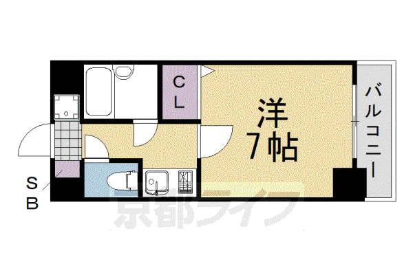 ヴェルデ桂(1K/4階)の間取り写真