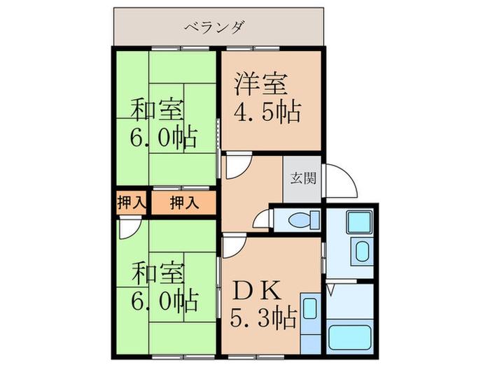 ハイム タムラ(3DK/1階)の間取り写真