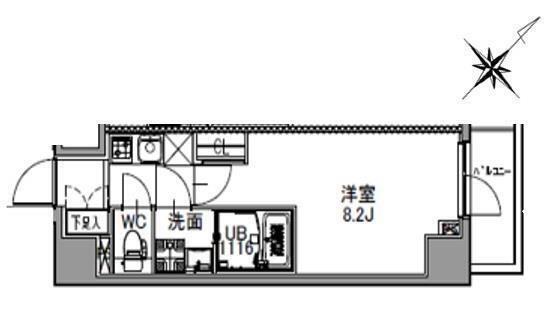 S-RESIDENCE王子ウエスト(1K/8階)の間取り写真