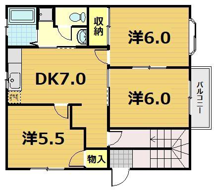 ファミール(3LDK/2階)の間取り写真