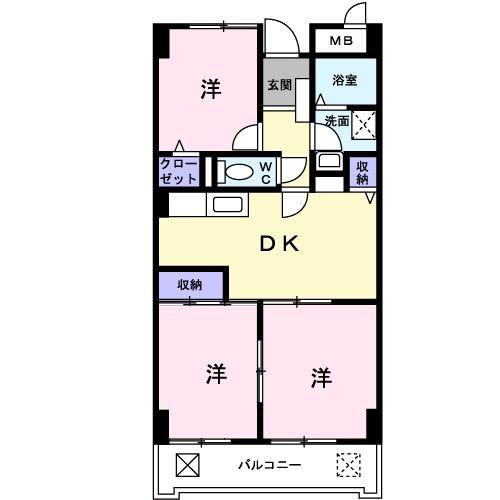 エスト ソレイユ(3DK/2階)の間取り写真