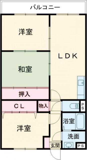 フローラル南部(3LDK/2階)の間取り写真
