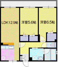 FELICIAS(2LDK/4階)の間取り写真