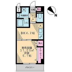 メゾンドソレイユV(1K/3階)の間取り写真