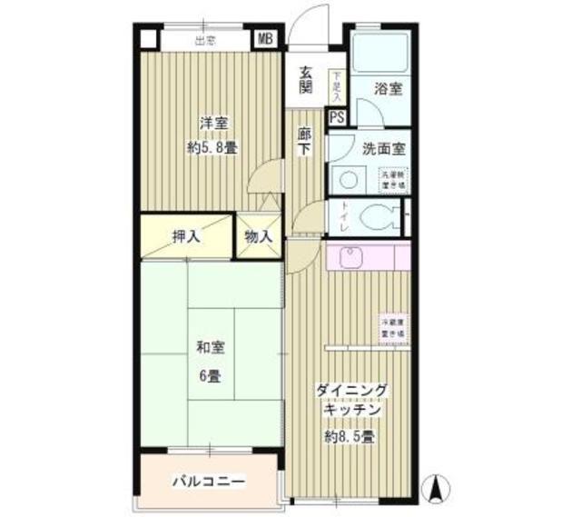 メゾンさくら(2DK/1階)の間取り写真