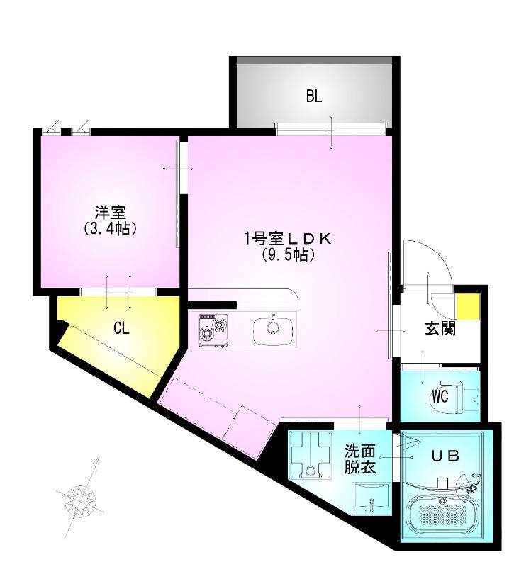 レガリスト アスターエムエヌ 2(1LDK/3階)の間取り写真