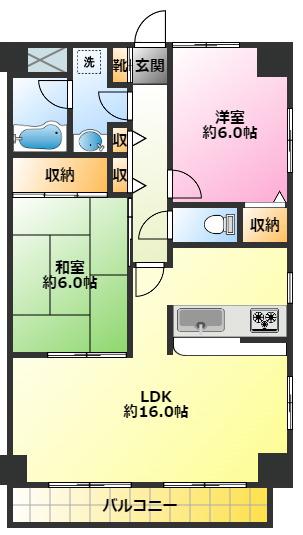 プラティーク新丸子(2LDK/2階)の間取り写真