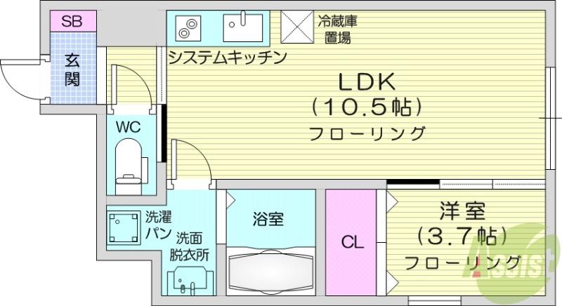 セレーノ(1LDK/1階)の間取り写真