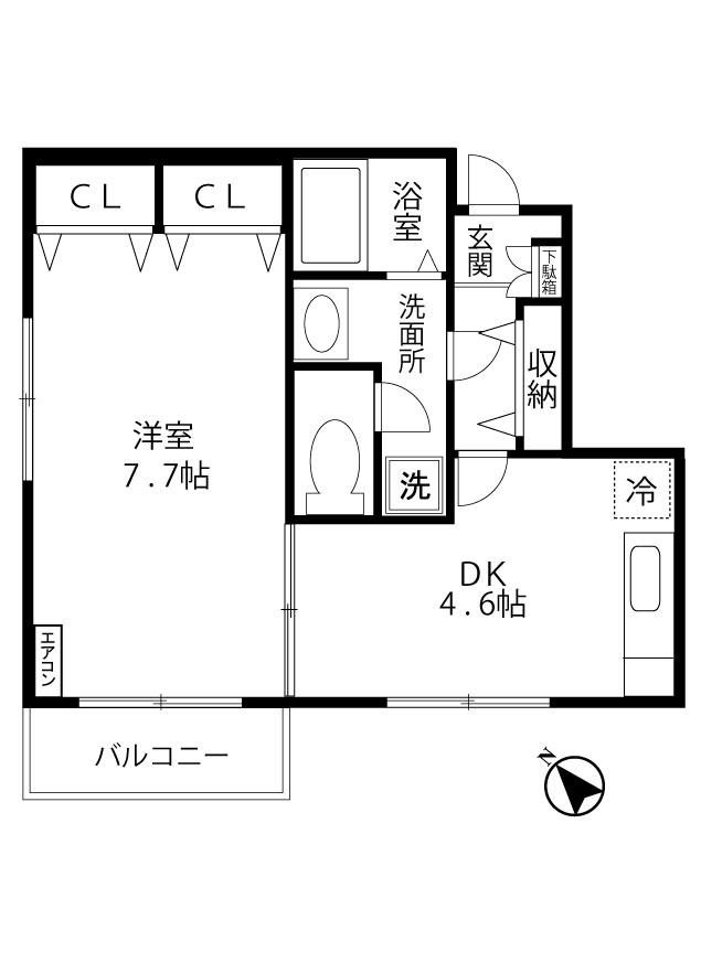 エルミタージュ II(1DK/2階)の間取り写真