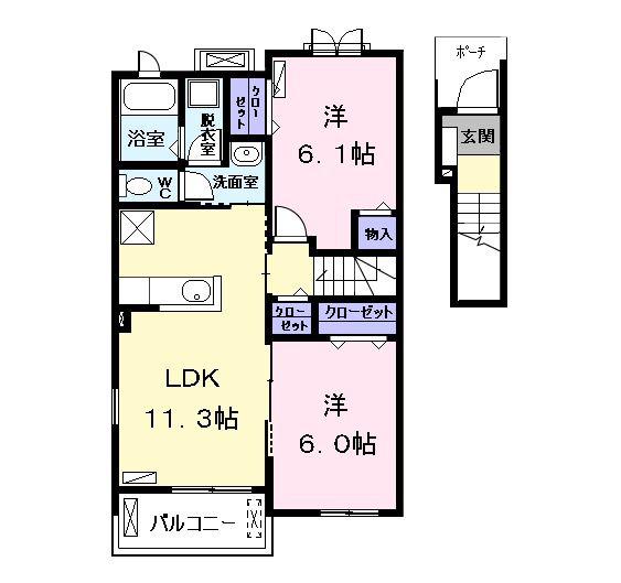 カサ カンパーナII(2LDK/2階)の間取り写真