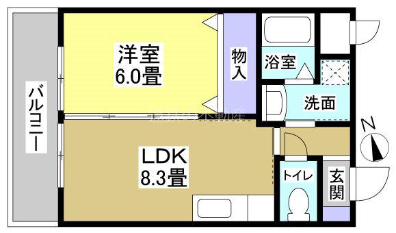ソルトシティ浜松(1LDK/9階)の間取り写真