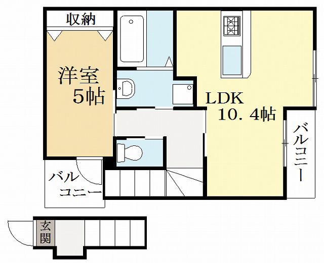 UNIVALY 槙島(1LDK/2階)の間取り写真