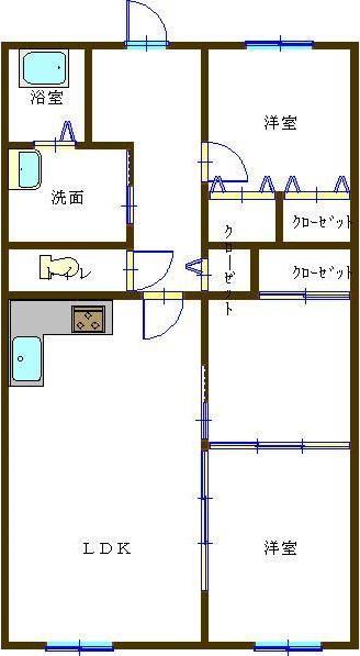 グローバル高田(3DK/4階)の間取り写真