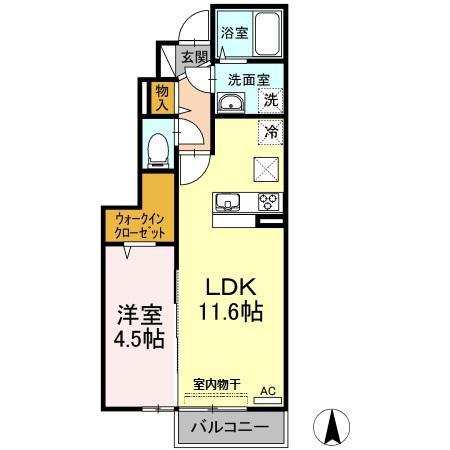リアンムール(1LDK/1階)の間取り写真