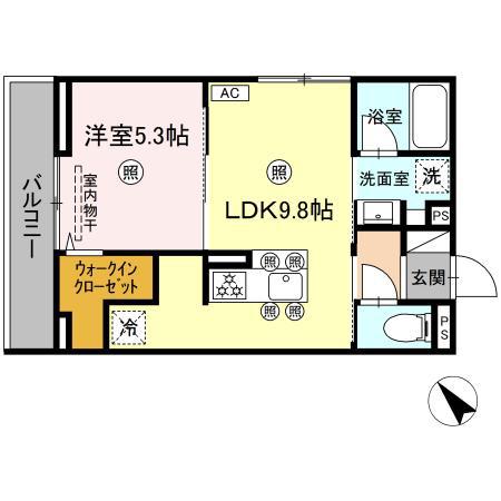 D-ROOM庚午中(1LDK/2階)の間取り写真